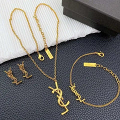 YSL,Necklace,Bracelet,Earring,luxury Set,Makeup Stash Pakistan