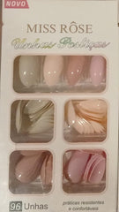 Miss Rose 4 Color Stick-On Nails 96 Pc's - Makaeup Stash Pakistan