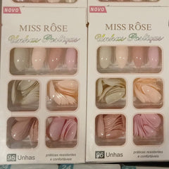 Miss Rose 4 Color Stick-On Nails 96 Pc's - Makaeup Stash Pakistan