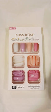Miss Rose 4 Color Stick-On Nails 96 Pc's - Makaeup Stash Pakistan