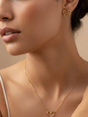 Heart Pendant,Jewelry Set,Necklace,Earrings,Lightweight,Makeup Stash Pakistan