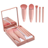 5 Pieces Mini Korean Portable Brush Set - Tea Pink - Makeup Stash Pakistan