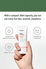 sun milk, waterproof sunscreen SPF50, lightweight sunscreen, Korean sunscreen, face sunscreen for sensitive skin, no white cast sunscreen, UVA UVB protection, daily sun protection, Dr.Jart Every Sun Day, sun milk SPF50 PA+++, sweat resistant sunscreen, hydrating sunscreen face cream- Makeup Stash Pakistan