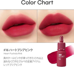 Heart Fuchsia Pink, Korean lip tint, matte lip tint, long lasting lip tint, fuchsia lipstick, pink lip tint, K-beauty makeup, velvet lip tint - Makeup Stash Pakistan