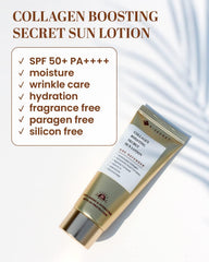 K-Secret Sun Lotion, Korean Sunscreen, Collagen Boosting Sunscreen, SPF Sun Lotion, Korean SPF 50 Sunscreen, Hydrating Sunscreen, Anti Aging Sunscreen, Dewy Finish Sunscreen, Lightweight -Makeupstashpk
