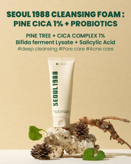 K-Secret - Seoul 1988 Pine Cica 1% + Probiotics Cleansing Foam 150ml - Makeup Stash Pakistan