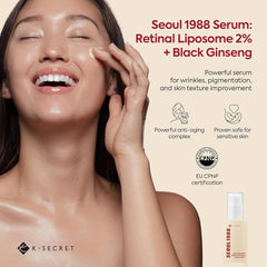 K-Secret - Seoul 1988 Retinal Liposome 2% + Black Ginseng Serum 30ml - Makeup Stash Pakistan