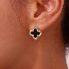 Black Clover Stud Earrings | Minimalist Lucky Charm Jewelry