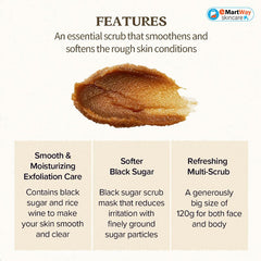 SKINFOOD - Black Sugar Perfect Essencial Scrub 2X 210g - Makeup Stash Pakistan