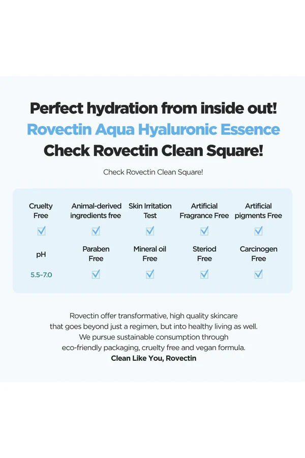 Rovectin - Aqua Hydration Hyaluronic Essence 180ml - Makeup Stash Pakistan Rovectin - Aqua Hydration Hyaluronic Essence 180ml - Makeup Stash Pakistan