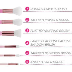 BH Cosmetics Mini Pink Perfection 6 Piece Brush Set | Travel-Friendly Makeup Brush Kit