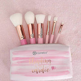 Mini Makeup Brushes, Pink Brush Set, Travel Brush Kit, 6 Piece Brush Set, Makeup Brushes Pakistan, Face Eye Brush Set, Affordable Makeup Brushes, Beauty Tools, Beginner Brush Set - Makeup Stash Pakistan