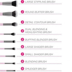 Bh Cosmetics 9 Piece Makeup Brushes Set Bella - Makeup Stash Pakistan