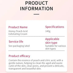 Bioaqua Peach Extract Fruit Acid Exfoliating Face Gel Cream – Gentle AHA Peeling & Brightening Moisturizer
