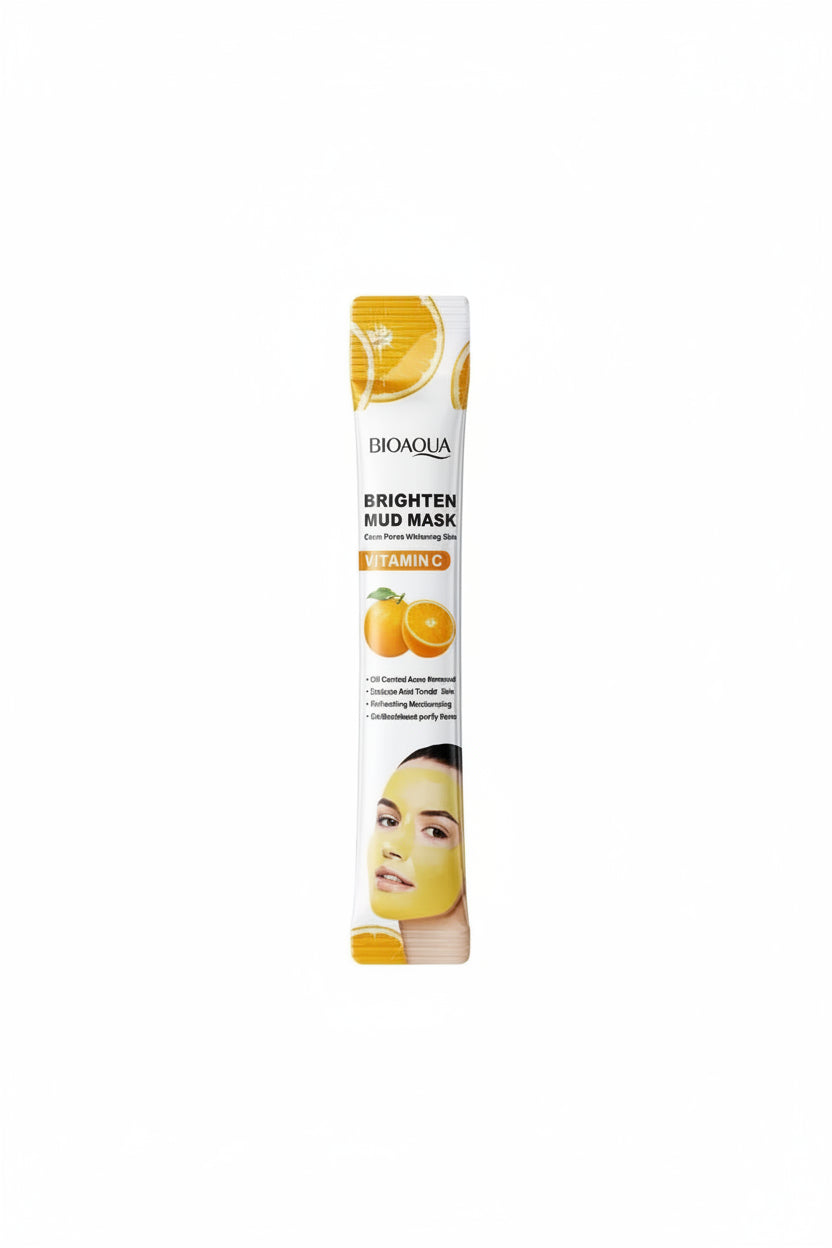 Brighten Mud Mask, Bioaqua Vitamin C Mask, Vitamin C Mud Mask, Brightening Face Mask, Deep Cleansing Mask, Glow Face Mask, Clay Mask for Oily Skin, Face Mask for Dark Spots, Korean Skincare Mask, Skin Brightening Mask, Vitamin C Skincare - Makeupstashpk