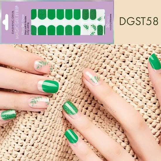 Gel Nail Strips, Actually Green Nails, Green Nail Strips, Press On Nails, DIY Nail Art, Salon Nails at Home, Ultra Shine Nails, Nail Fashion, Long Lasting Nail Strips, Easy Nail Kit, No UV Nails, Gel Manicure Strips - Makeup Stash Pakistan