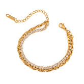 zircon bracelet women, stainless steel bracelet waterproof, diamond inlay bracelet, elegant hand chain women, layered bracelet women, waterproof jewelry women - Makeup Stash Pakistan