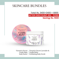 Duo Bundles Victoria's Secret Candy Baby Butter + Victoria's Secret Lavender & Vanilla Relex Exfoliating Body Scrub - Makeup Stash Pakistan