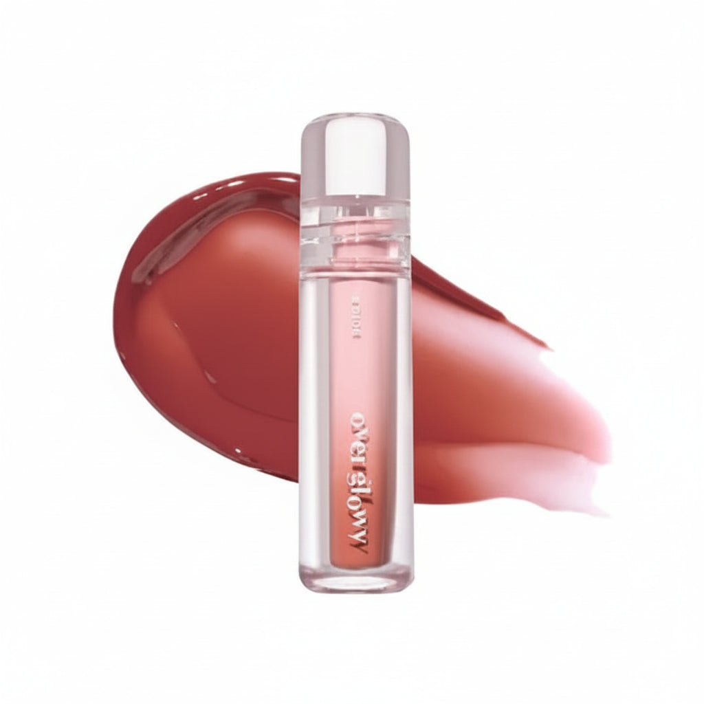 brown lip tint, Over Glowy Tint, glossy lip tint, Korean lip tint, hydrating lip tint, K-beauty makeup, neutral lip tint, brown lipstick tint, glassy lip gloss, everyday lip tint, non sticky lip tint - Makeup Stash Pakistan