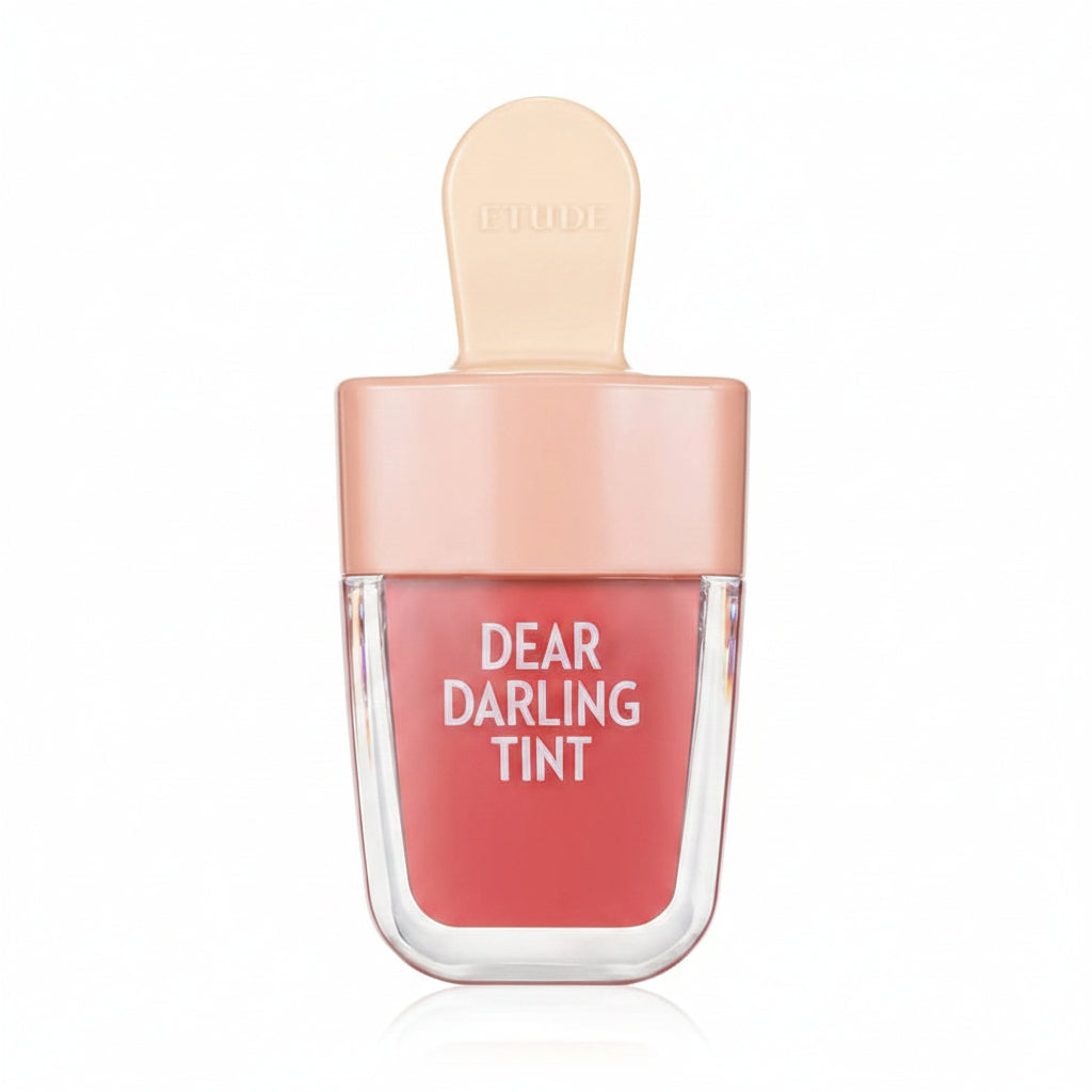 etude house lip tint, OR205 ice cream tint, dear darling water gel tint, coral lip tint korea, korean lip tint, soft coral lipstick tint, gradient lip tint, long lasting lip stain - Makeup Stash Pakistan