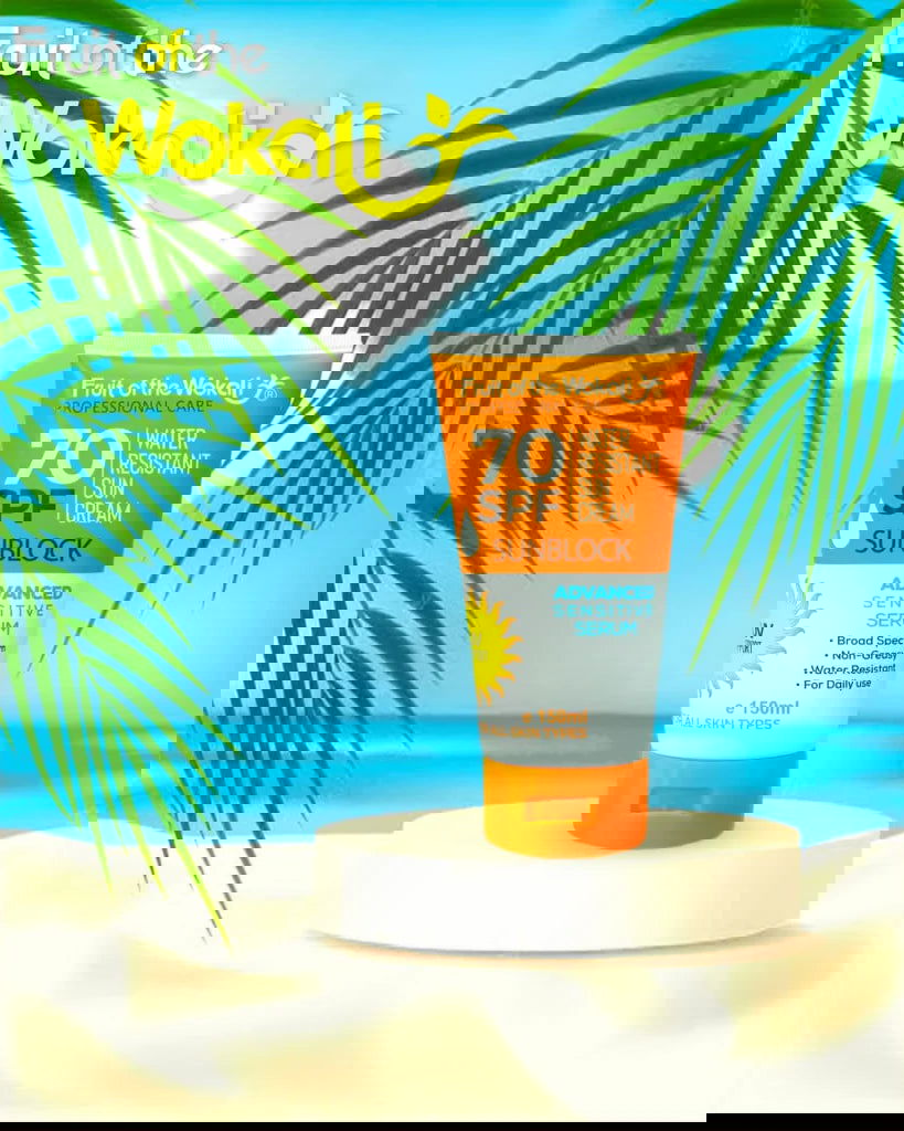 Fruit Of The Wokali 70Spf water resistant suncream 150ml - Makeup Stash Pakistan