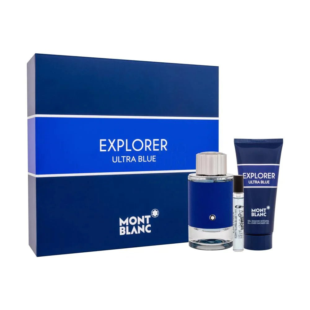 Mont Blanc Explorer Ultra Blue Men Edp 3S Set (100Ml+7.5Ml+100Ml S/Gel) - Makeup Stash Pakistan