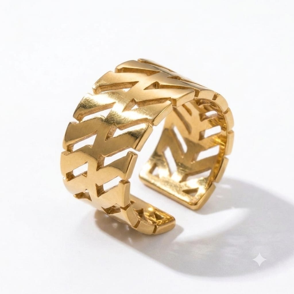 Gold plated ring, lattice weave ring, adjustable ring women, gold fashion ring, woven ring design, open band ring, elegant gold ring, statement ring women, trendy jewelry, adjustable gold ring, women's accessories, gift for her, luxury style jewelry - Makeupstashpk