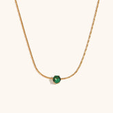 green crystal necklace, gold plated rope chain necklace, stainless steel necklace women, emerald pendant necklace, dainty chain necklace women, elegant jewelry women - Makeupstashpk