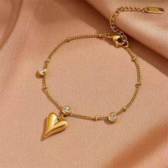 Heart,Stone,Bracelet,Luxury,Elegant,chain,comfortable fit,Lightweight,durable,Makeup Stash Pakistan