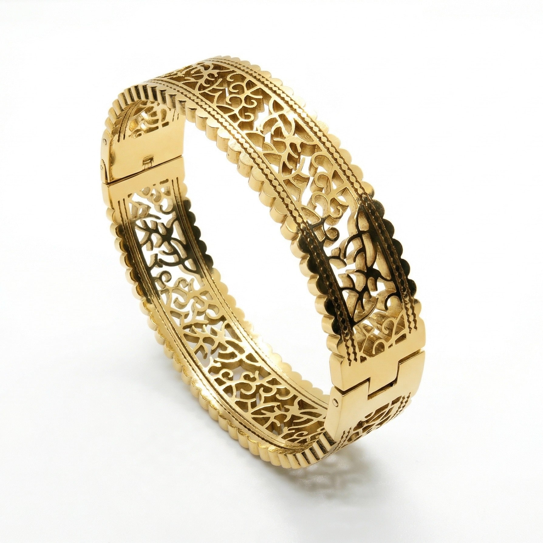 gold bangle women, hollow design bangle, cutwork bracelet, stainless steel bangle, elegant bangles women, stackable bangles, fashion jewelry,Makeupstashpk