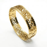 gold bangle women, hollow design bangle, cutwork bracelet, stainless steel bangle, elegant bangles women, stackable bangles, fashion jewelry,Makeupstashpk