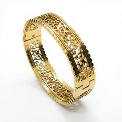 gold bangle women, hollow design bangle, cutwork bracelet, stainless steel bangle, elegant bangles women, stackable bangles, fashion jewelry,Makeupstashpk