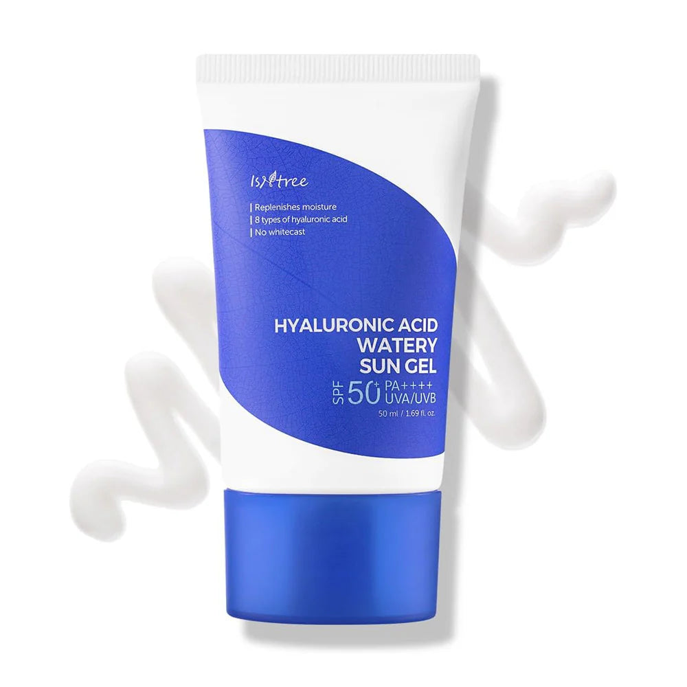 watery sun gel, hyaluronic acid watery sun gel, isntree sunscreen, korean sunscreen, SPF50 sunscreen, PA++++ sunscreen, hydrating sunscreen, korean skincare, facial sunscreen, lightweight sunscreen, sunscreen for sensitive skin, - Makeup Stash Pakistan