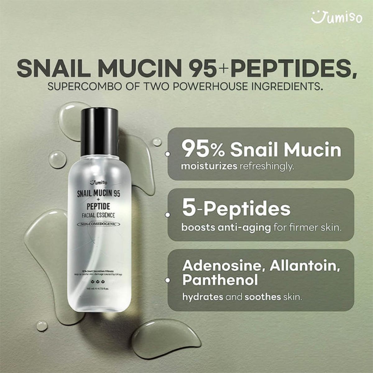 Jumiso - Snail Mucin 95+ Ppetide Facial Essence 140ml - Makeup Stash Pakistan Jumiso - Snail Mucin 95+ Ppetide Facial Essence 140ml - Makeup Stash Pakistan