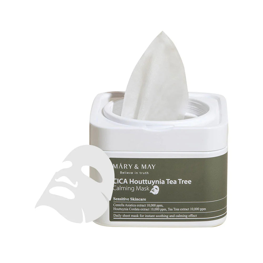 Mary & May Cica Houttuynia Tea Tree Calming Mask 30EA-Makeup Stash Pakistan Mary & May Cica Houttuynia Tea Tree Calming Mask 30EA-Makeup Stash Pakistan