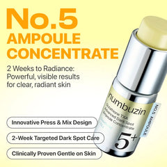 Numbuzin no 5 ampoule, numbuzin dark spot ampoule, glutathione ampoule, txa ampoule, tranexamic acid serum, dark spot treatment, pigmentation serum, brightening ampoule, korean skincare serum, post acne mark treatment, uneven skin tone serum - Makeupstashpk