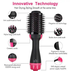 One Step Hot Air Brush, Hair Dryer Brush, Hot Air Brush Dryer, Hair Straightener Brush, Volumizing Hair Styler, Blow Dryer Brush, Hair Styling Tool, Frizz Control Hair Brush, Salon Hair Styler, Hair Dryer and Straightener, Hot Air Styler, Hair Volume Brush, Professional Hair Brush Dryer, Fast Hair Dryer Brush- Makeup Stash Pakistan