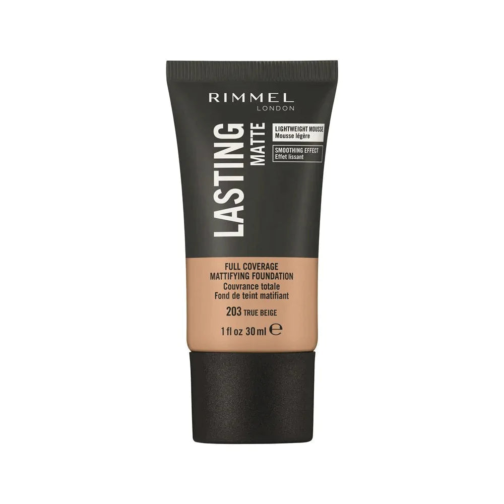 Rimmel LaMSing Finish Matte Foundation 203 True Beige 30ml - Makeup Stash Pakistan