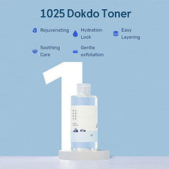 Korean hydrating toner, soothing toner K-beauty, sensitive skin toner, mineral water toner, balancing facial toner, lightweight toner, daily skincare toner, Round Lab Dokdo 1025 toner- Makeup Stash Pakistan