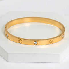 Gold-Plated Rhinestone-Cut Bracelet with Open Clasp | Elegant Sparkling Wrist Cuff