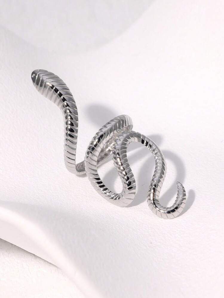 Silver snake ring, serpent ring, stainless steel snake ring, silver plated ring, coiled snake ring, wrap around ring, statement ring women, serpent jewelry, snake jewelry, fashion ring women, edgy jewelry, symbolic ring, silver statement ring, women's accessories - Makeupstashpk