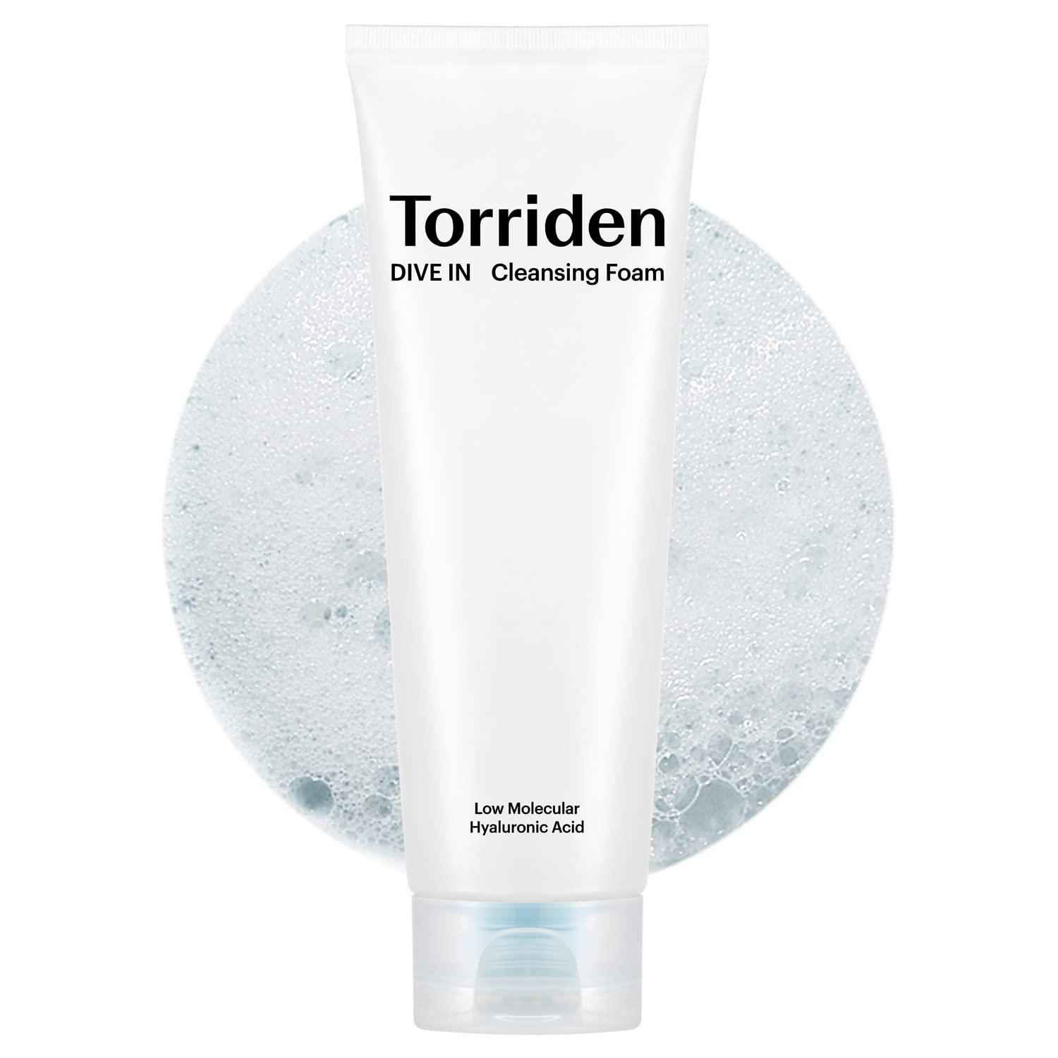 Torriden,Foam Cleanser, Hyaluronic Acid Cleanser, Korean Face Wash, Hydrating Cleanser, Gentle Face Wash, Torriden DIVE IN Cleanser, Low Molecular Hyaluronic Acid, Korean Skincare - Makeupstashpk