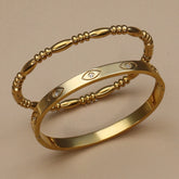 xiyilov bangles, gold plated bangles women, stainless steel bracelets women, stackable bangles, elegant bangle set, luxury fashion jewelry, women bangles - Makeupstashpk