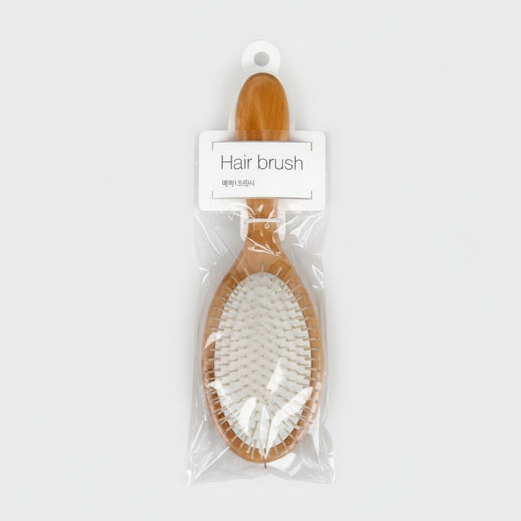 Daiso – Wooden Steel Needle Hair Brush - Makeup Stash Pakistan