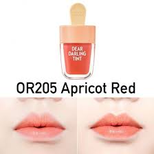 etude house lip tint, OR205 ice cream tint, dear darling water gel tint, coral lip tint korea, korean lip tint, soft coral lipstick tint, gradient lip tint, long lasting lip stain - Makeup Stash Pakistan