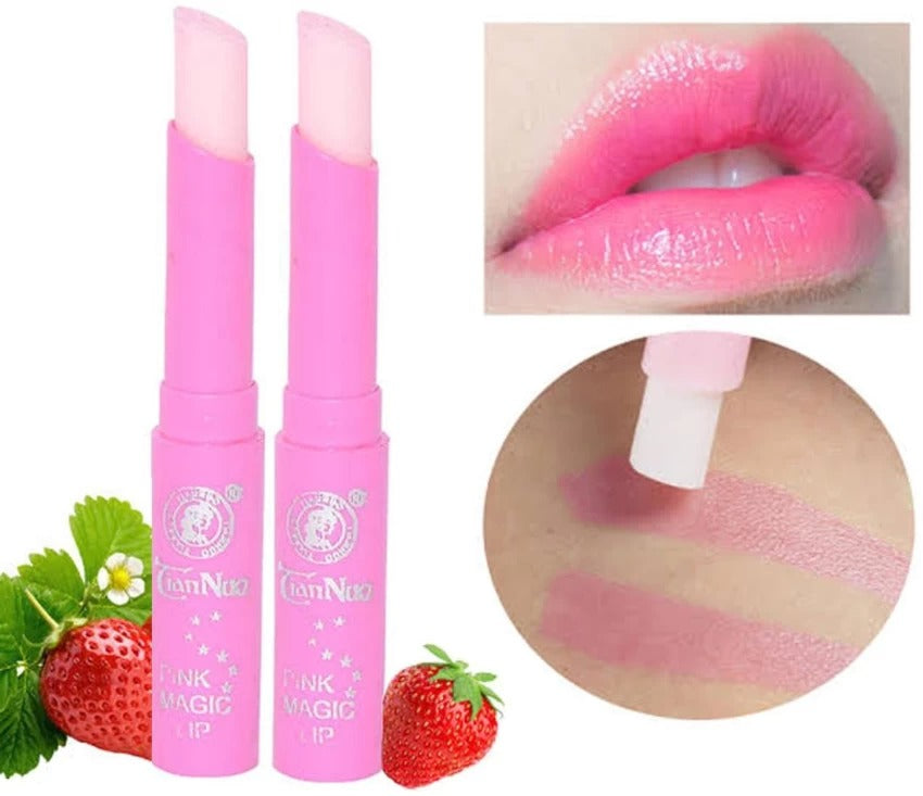 Strawberry Lip Balm , Color lip , Soft , Hydrating , Moisturizing, natural pink tint , Makeupstashpk