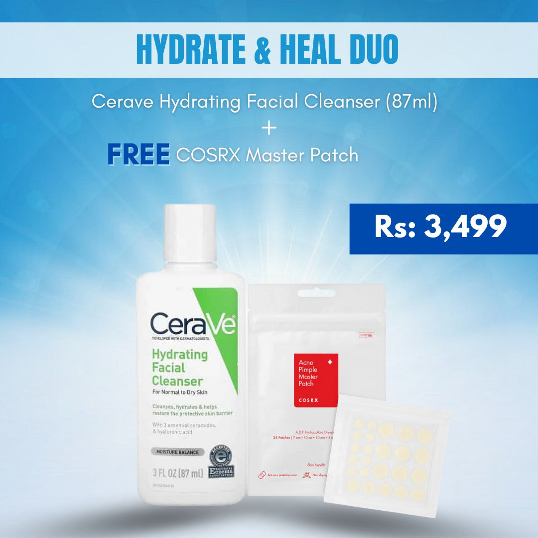 Cerave Hydrating Facial Cleanser (87ML) + FREE COSRX Master Patch - Makeup Stash Pakistan