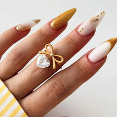 bow heart ring, gold plated ring women, crystal adjustable ring, stainless steel jewelry women, dainty gold ring, elegant women ring, romantic jewelry ring, cute rings for girls,Makeupstashpk