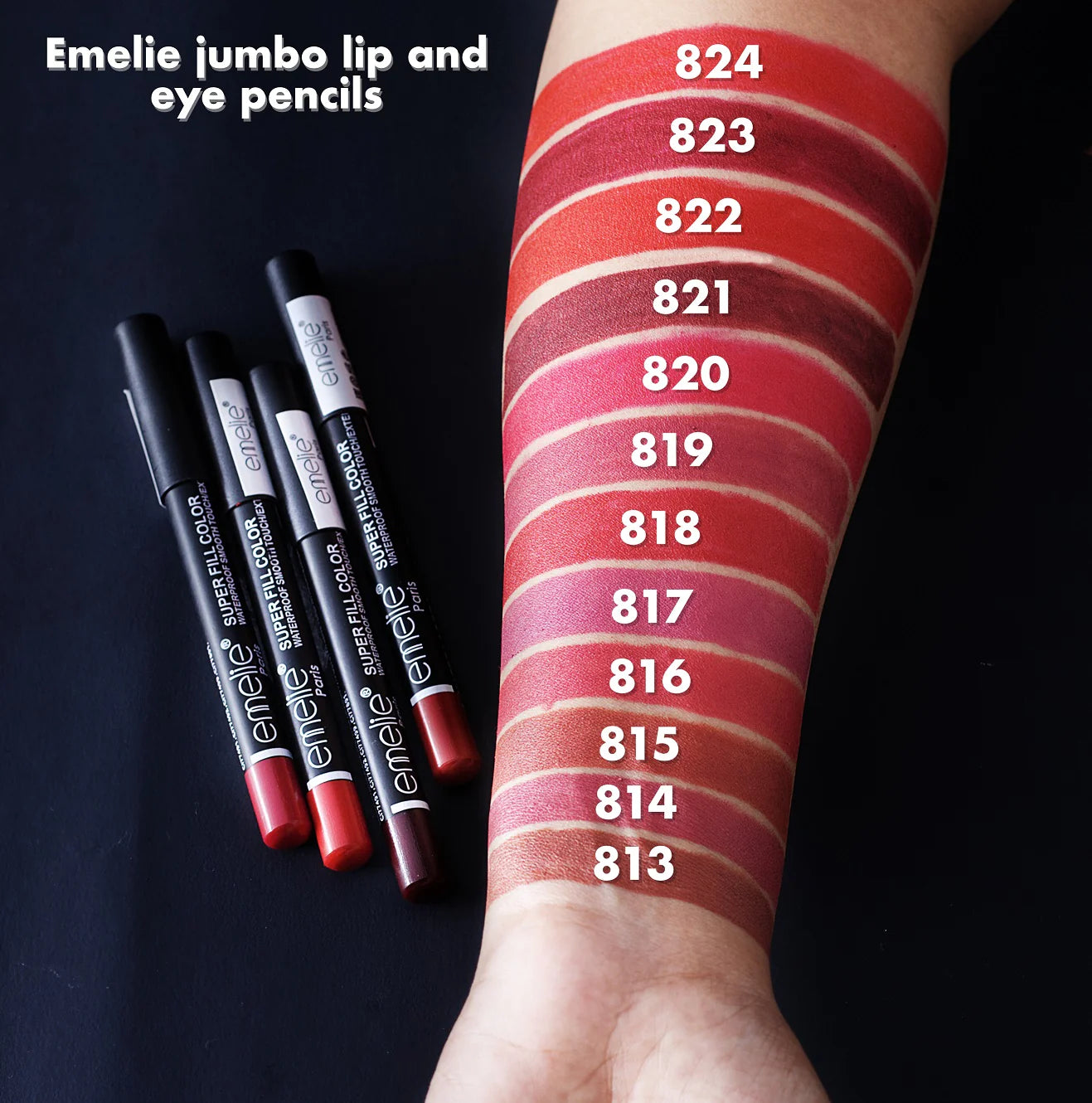Emelie Matte Lip & Eye Pencil Set of 12