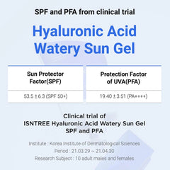 Isntree - Hyaluronic Acid Watery Sun Gel 50ml - Makeup Stash Pakistan